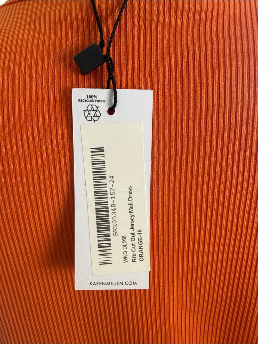 KAREN MILLEN NWT ORANGE RIBBED CUT OUT DRESS - Picture 3 of 7